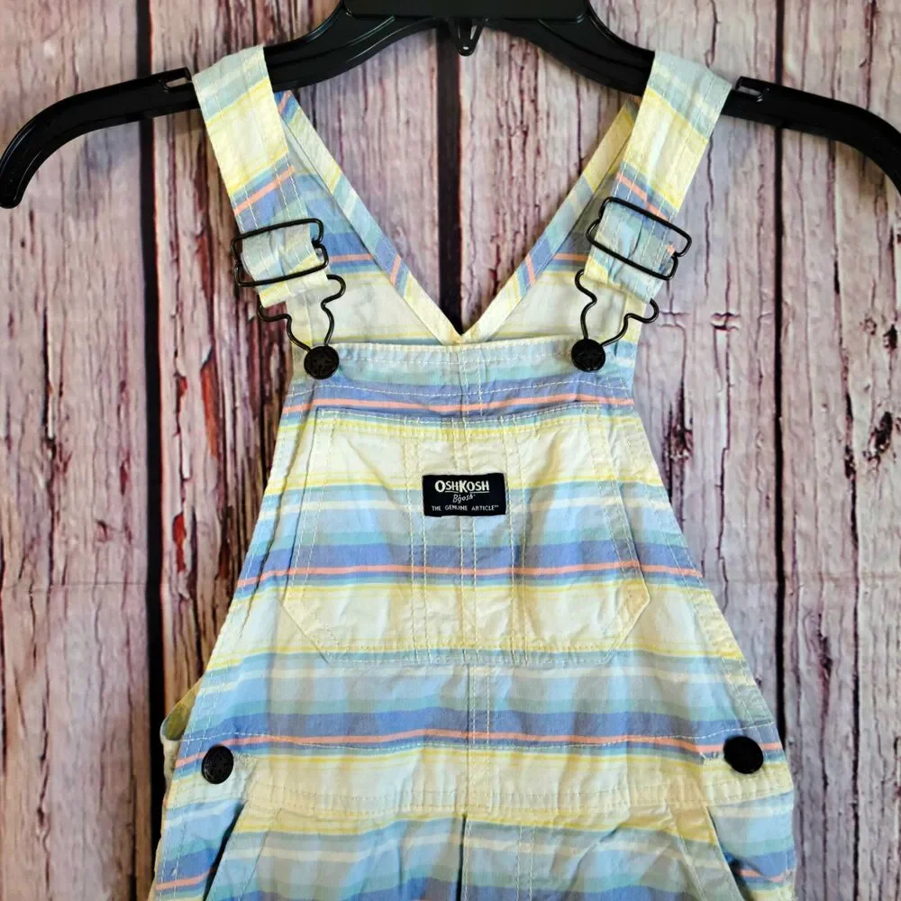 OshKosh B'gosh Striped Sleeveless V-Neck Overall One-Piece 5T Pockets